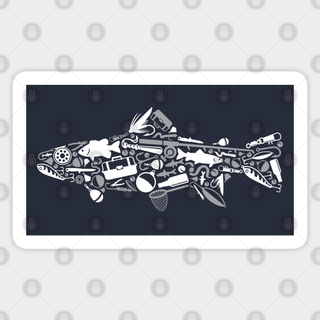 Fishing Tackle Fish Silhouette Design - Gift For Fishing Lover - Sticker