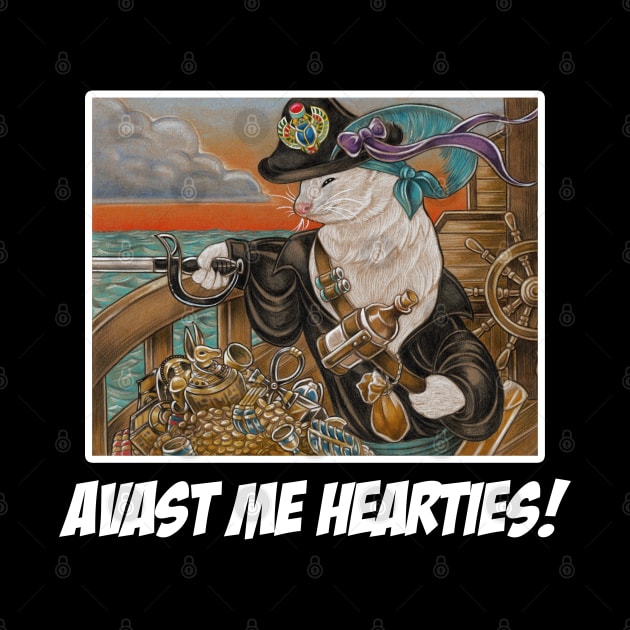 Ferret Pirate and Egyptian Treasure - Avast Me Hearties - White Outlined Version by Nat Ewert Art