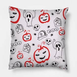 Halloween bats Boo and pumpkins , Jack smile and tim burton Pillow