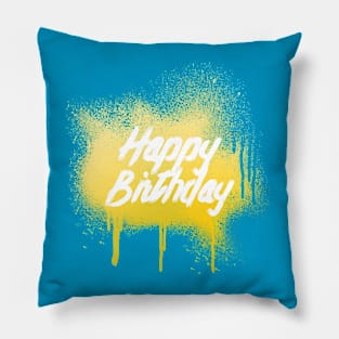 Happy Birthday Gold Paint Pillow