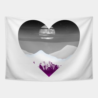 Asexual mountainscape subtle heart Tapestry