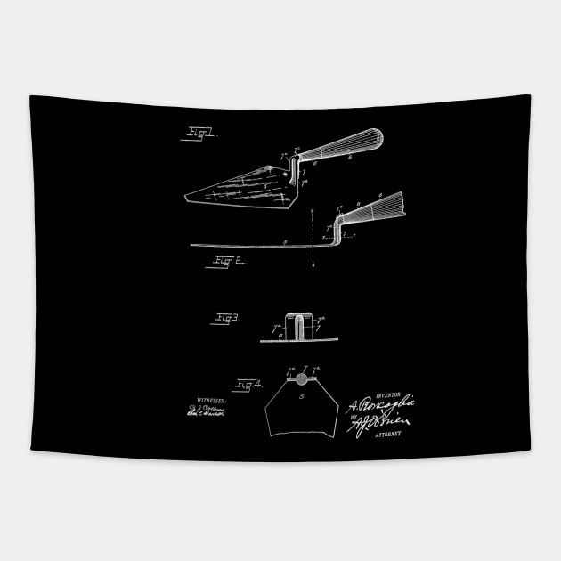 mason’s trowel Vintage Patent Hand Drawing Tapestry by TheYoungDesigns