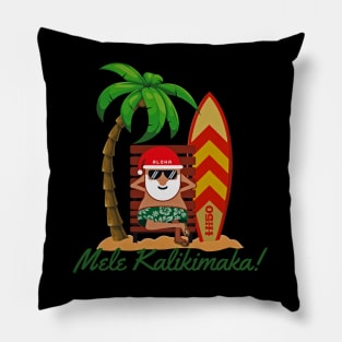 Santa Surfer Mele Kalikimaka Pillow