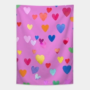 Valentines Multicolored Love Hearts Tapestry