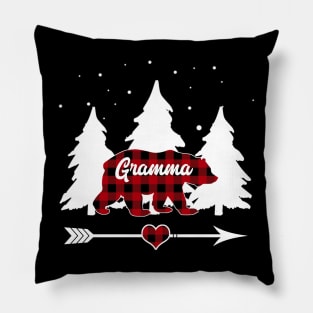 Gramma Bear Buffalo Red Plaid Matching Family Christmas Pillow