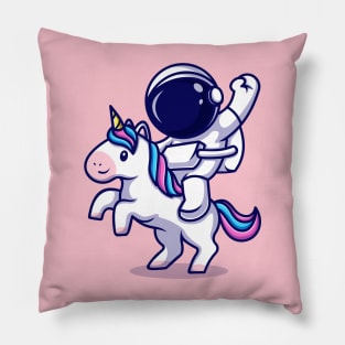 Astronaut Riding Unicorn Cartoon Pillow