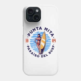 Vintage Punta Mita, Mexico Surfer's Paradise // Retro Surfing 1980s Badge Phone Case