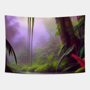 Digital Painting of a Beautiful Fantasy Nature With Lake and Colorful Leaves Tapestry