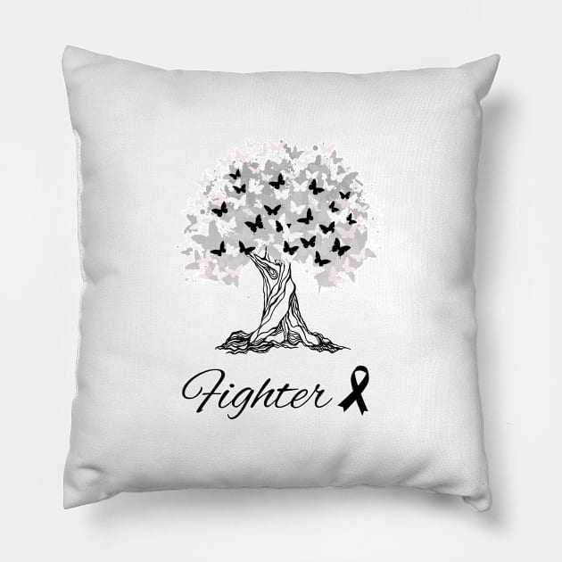 Raising Support & Awareness Fighter Tree With Butterflies Pillow by MerchAndrey