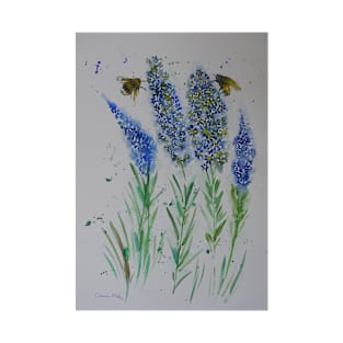 Bees on Delphiniums T-Shirt