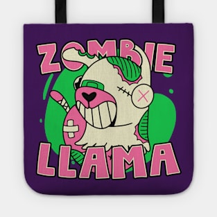 Cute Zombie Llama // Funny Halloween Zombie Animals Tote