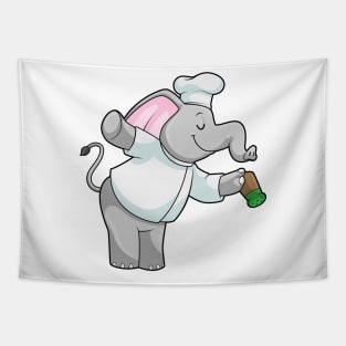 Elephant as Chef with Salt shaker Tapestry