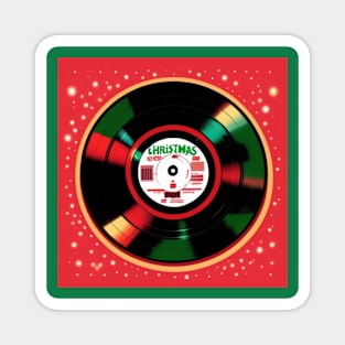 Festive Retro Christmas Holiday Vinyl Record Magnet