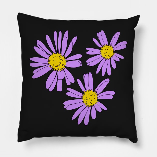 Little purple daisy flower Pillow by MariamChelidze