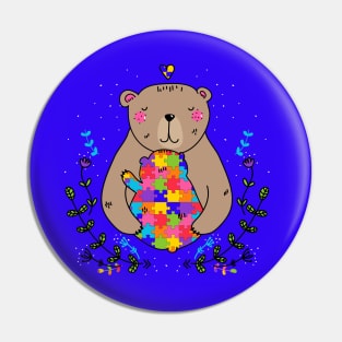 floral autistic mama bear Pin