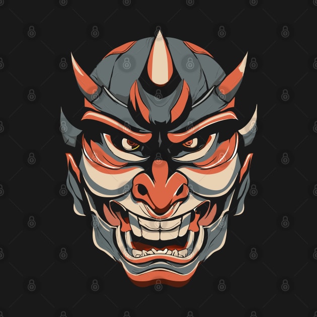 Japanese Hannya mask, vector design by Ravenglow