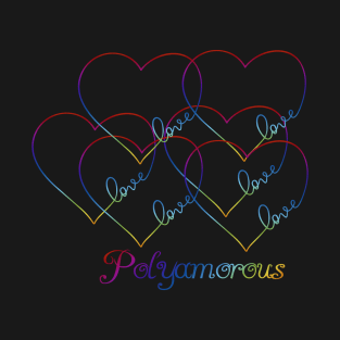 Polyamorous Love Rainbow Heart Design T-Shirt