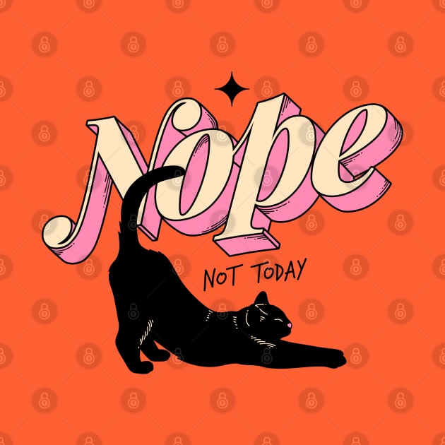 Monday Nope Black Cat in orange by The Charcoal Cat Co.