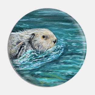 Ooh Goody Lunch Time Sea Otter Painting Pin