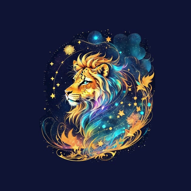 Lion on the background of the starry sky by marleks