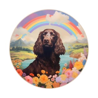 Boykin Spaniel Memorial Rainbow Bridge Colorful Dog Art T-Shirt