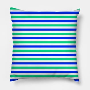 Ocean Inspired Horizontal Stripes Pattern - Sky Blue, Blue & White Pillow