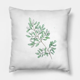 Olive leaf branch - Botanical water colour Pillow
