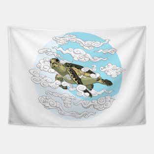 Turtle Flying In The Skies Tapestry