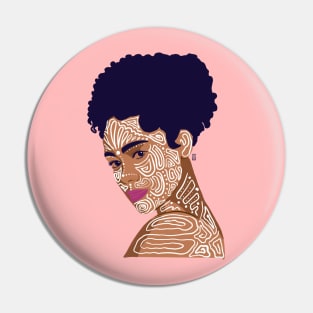 Black Woman with Painted Face Pin