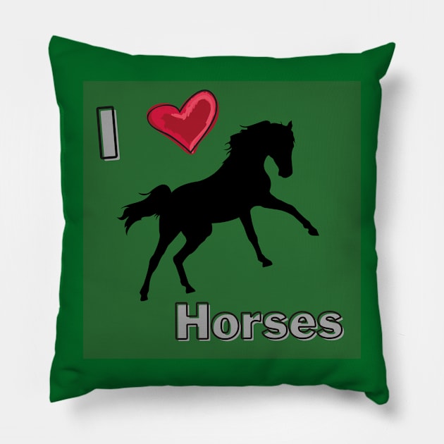 I Love Horses Pillow by livmilano