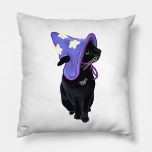 Lucky Black Cat Familiar Purple Witch Costume Halloween Pet Portrait Pillow