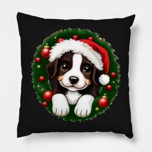 Puppy In A Wreath Pillow