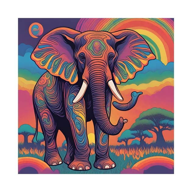 Paint Drawing of an Elephant in the Sunset by hippyhappy