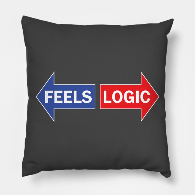 Left vs Right - Feels vs Logic Pillow by Runesilver