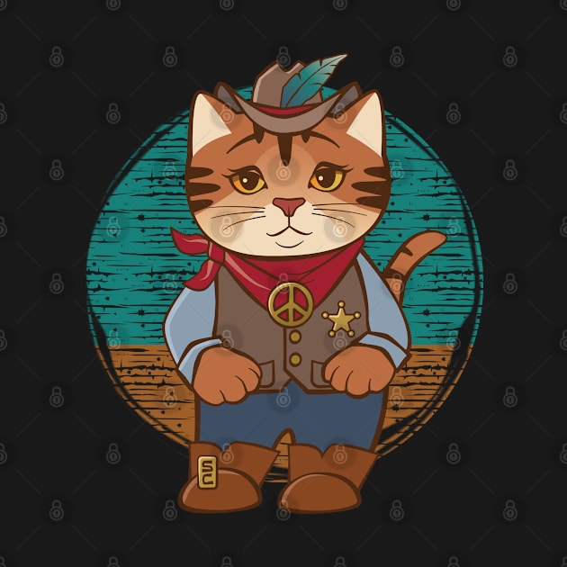 Old West Peaceful Cowgirl Sheriff Cat by Sue Cervenka