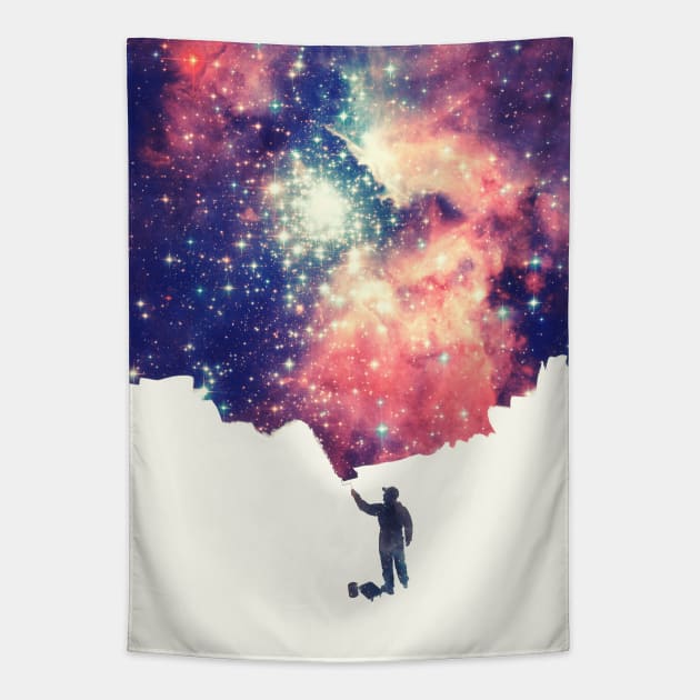 Painting the universe (Colorful Negative Space Art) Tapestry by badbugs