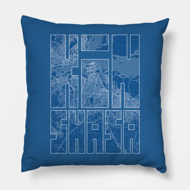 Kinshasa, DR Congo City Map Typography - Blueprint Pillow by deMAP Studio