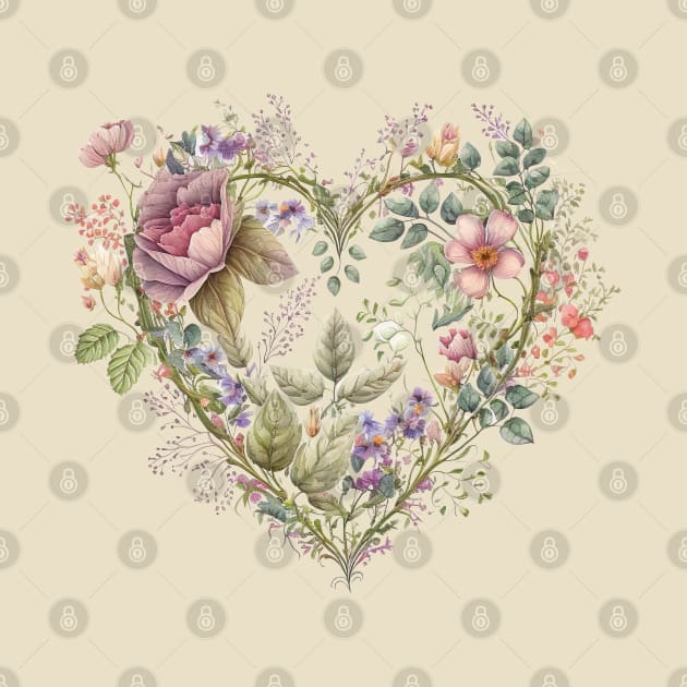 Vintage Look Floral Heart by Biophilia