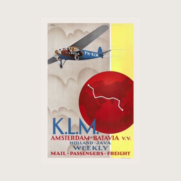 K.L.M. Amsterdam-Batavia Vintage Poster 1930 by vintagetreasure