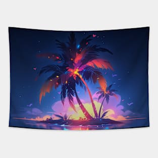 Palm Tree at Dusk Tapestry