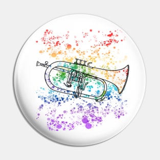 Flugelhorn Rainbow Colours Hornist Brass Musician Pin