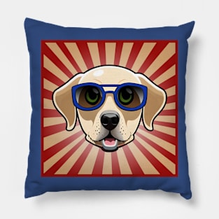 Dog Wearing Blue Sunglasses Golden Retriever Pillow