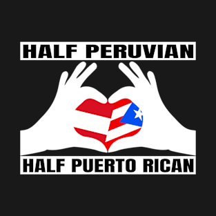 Half Peruvian Half Puerto Rican Heritage Puerto Rico Roots & Peru DNA Family Flag Design T-Shirt