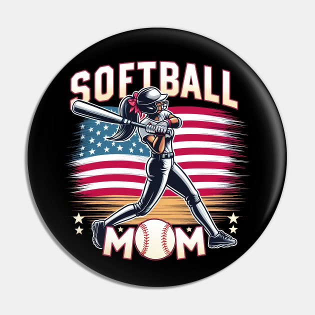 US Flag Softball Player Mom, mother's day Pin by cyryley