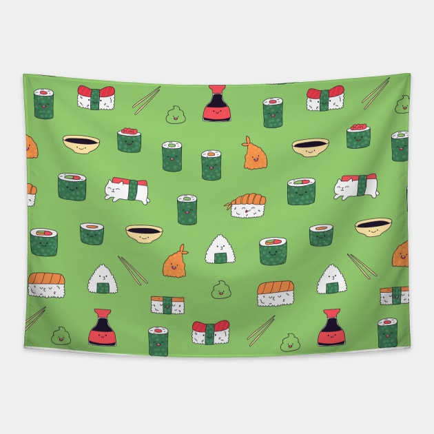 Kawaii Sushi Tapestry by kostolom3000