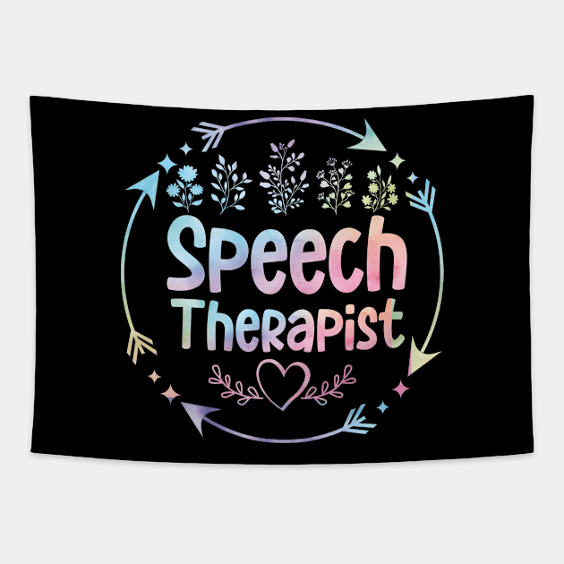 Speech Therapist cute floral watercolor Tapestry by ARTBYHM