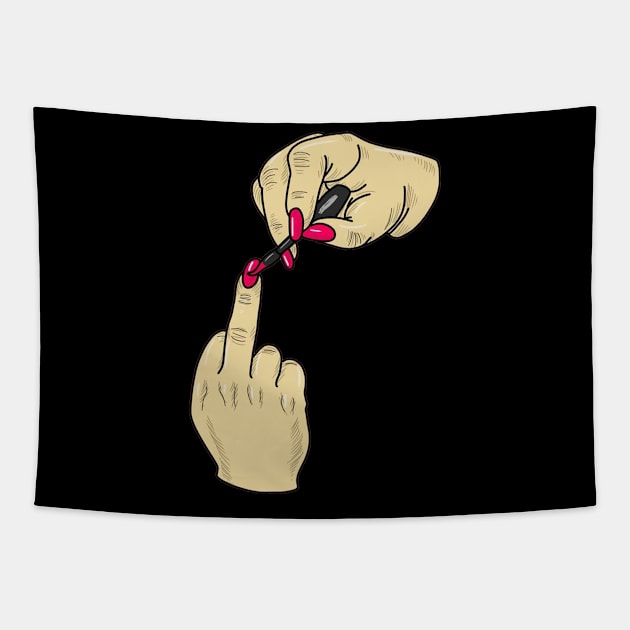 Middle Finger Nail Polish Tapestry by 29 hour design