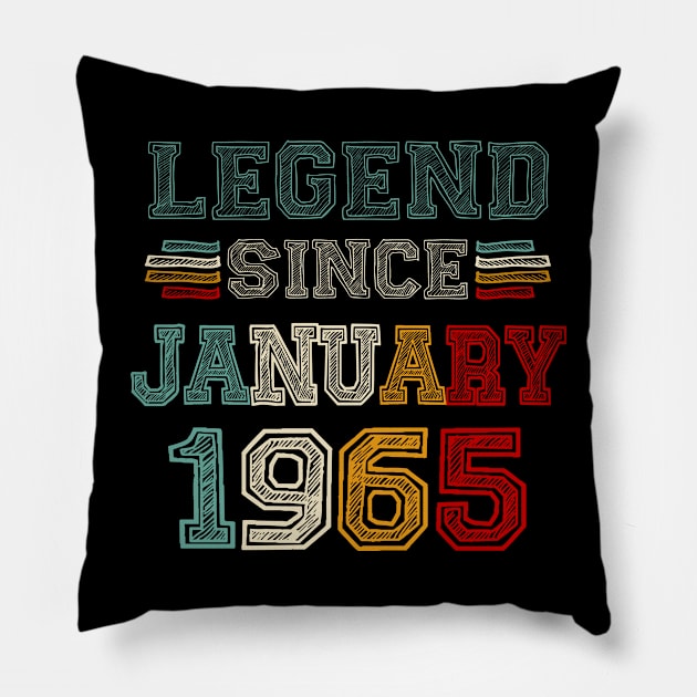 58 Years Old Legend Since January 1965 58th Birthday Pillow by cyberpunk art