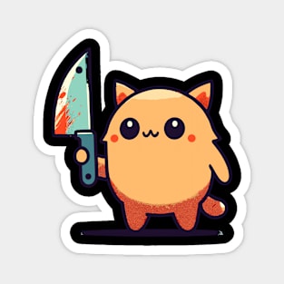 Kawaii cat with a knife Magnet