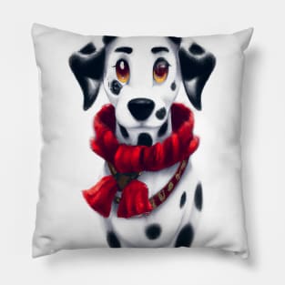 Cute Dalmatian Drawing Pillow